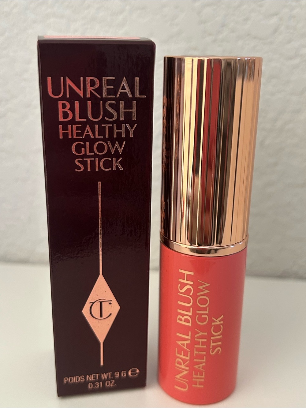NIB★Charlotte Tilbury Unreal Lip + Cheek Glow Blush Stick in Peachy Glow
